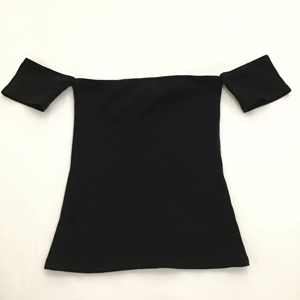 Reformation Black Lita Off Shoulder Top